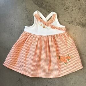 Youngland orange plaid fall infant 6 mo dress pumpkin fall